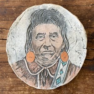 Shapes of Clay Stan Langtwait Mt. Rainier Ash American Indian Portraits Plaque